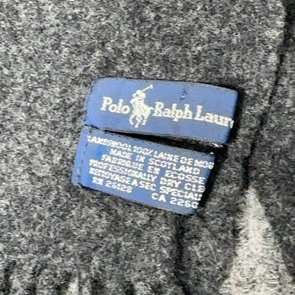Polo‎ Ralph Lauren Scarf Mens OS Charcoal Gray Lambswool Embroidered Pony